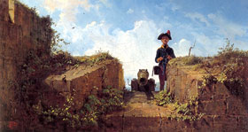 Carl Spitzweg: Der strickende Wachtposten, um 1855
