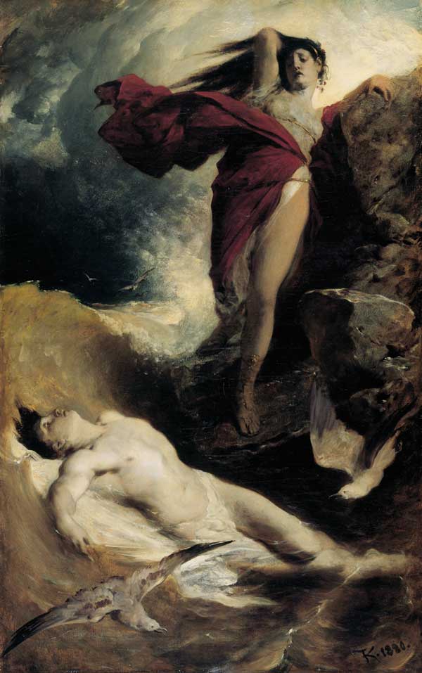 Ferdinand Keller, Hero und Leander, 1880, l auf Leinwand  Museum Georg Schfer, Schweinfurt